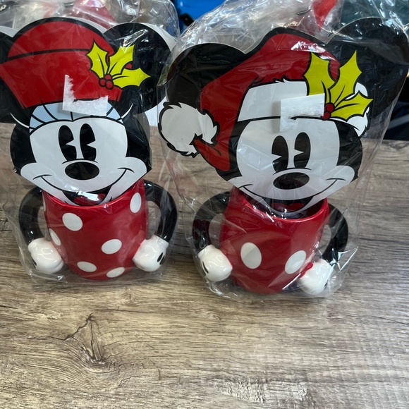 Disney Other - Disney Red and Black Mickey Mouse Holiday Mugs